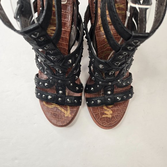 Sam Edelman Spike Studded Gladiator Sandals Sz 7.5 Edgy Bohemian Strappy Heels - Picture 3 of 10